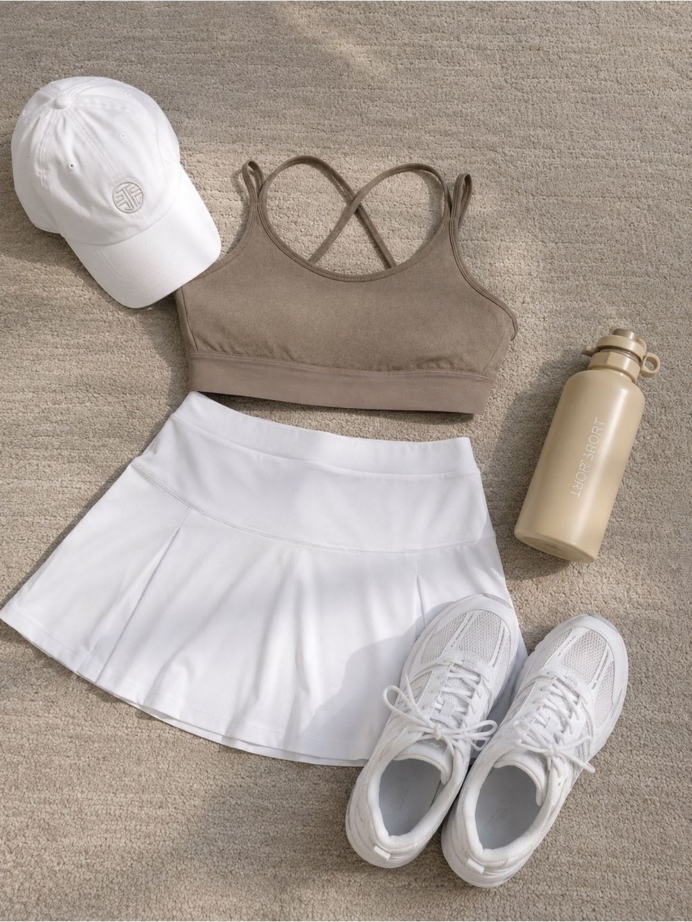 Tory Sport Taupe Cross-Back Bralette